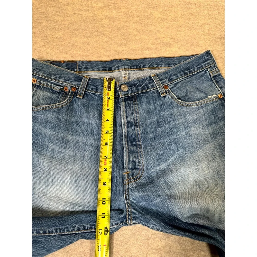 Levis 501 Jeans Mens 36x34 Blue Whiskering Denim Cotton Straight‎ Leg Button Fly